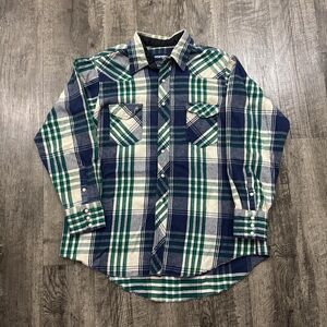 Vintage Wrangler Plaid Flannel Pearl Snap Shirt